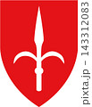 Trieste coat of arms with white halberd in a red shield 143312083