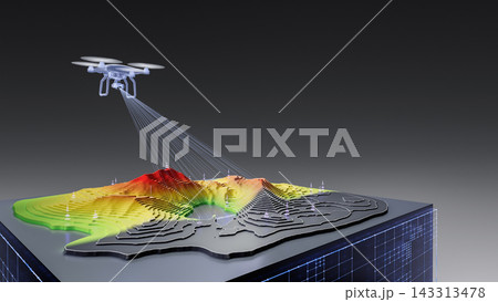 Quadcopter drone photogrammetry survey, digital terrain heat map scanning 143313478
