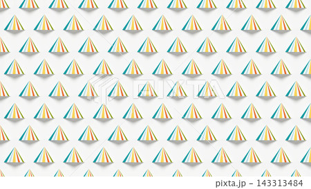 Seamless striped cone party pattern, multicolor vertical stripe cones, teal orange yellow green 143313484