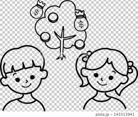 こどもNISAのイメージイラスト(線画) 143313941