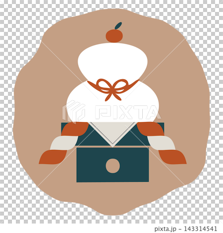 Retro and cute Japanese-style New Year's icons (New Year's cards, celebratory, lucky charms, Japanese style, accent, materials) 143314541