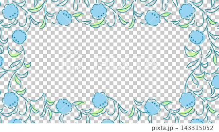 Light blue and green botanical floral frame (16:9 web banner background material) Light blue and green botanical floral frame (16:9 web banner background material) 143315052
