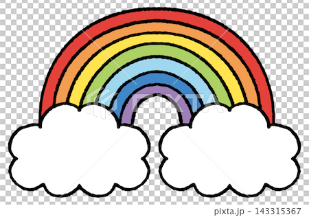 A simple, hand-drawn vector illustration of a rainbow and clouds. A simple, hand-drawn vector illustration of a rainbow and clouds. 143315367