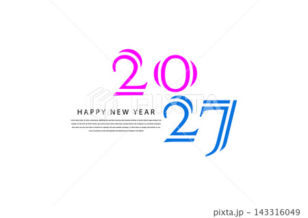 Happy New Year 2027 Minimalist Greeting Card Design With Colorful Typography And Modern Layout 143316049