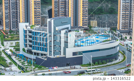 Hong Kong Sept 13 2026 Modern School Building With Rooftop Basketball Court 143316522