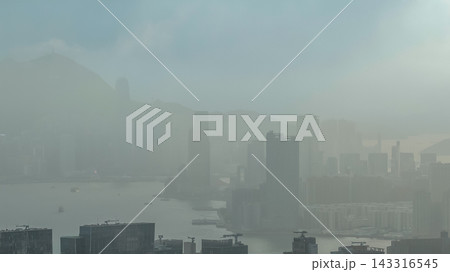 Hong Kong Sept 13 2026 Thick Fog Covers Victoria Harbour Skyline Hong Kong Sept 13 2026 Thick Fog Covers Victoria Harbour Skyline 143316545
