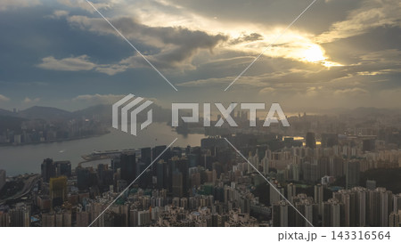 Hong Kong Sept 13 2026 Sunset Clouds Over Victoria Harbour Metropolitan Skyline 143316564