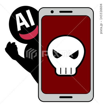 スマホをハッキングするAIのイメージ スマホをハッキングするAIのイメージ 143316604