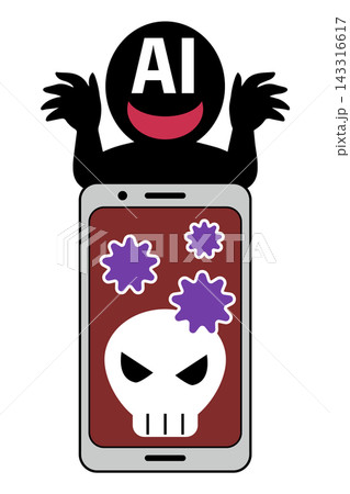 悪いAIがスマホをハッキングするイメージ素材 悪いAIがスマホをハッキングするイメージ素材 143316617