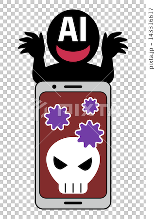 悪いAIがスマホをハッキングするイメージ素材 悪いAIがスマホをハッキングするイメージ素材 143316617