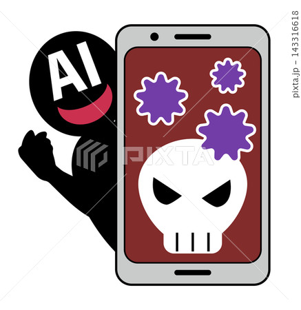 悪いAIがスマホをハッキングするイメージ素材 143316618