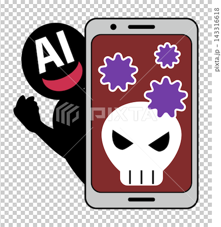 悪いAIがスマホをハッキングするイメージ素材 143316618