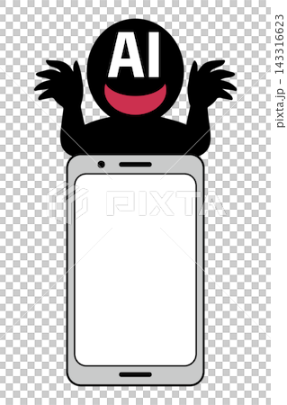 悪いAIがスマホを狙うイメージ素材 悪いAIがスマホを狙うイメージ素材 143316623