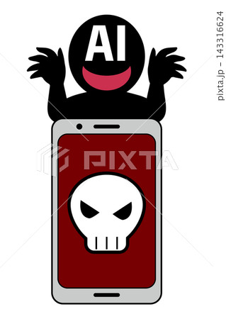 悪いAIがスマホをハッキングするイメージ素材 悪いAIがスマホをハッキングするイメージ素材 143316624