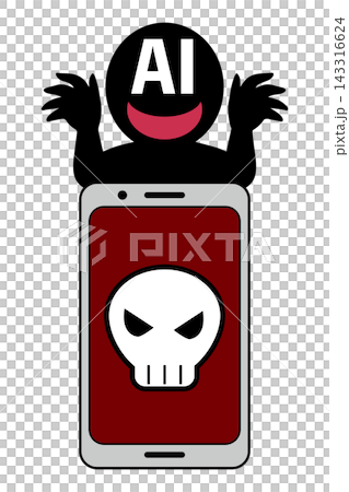 悪いAIがスマホをハッキングするイメージ素材 悪いAIがスマホをハッキングするイメージ素材 143316624