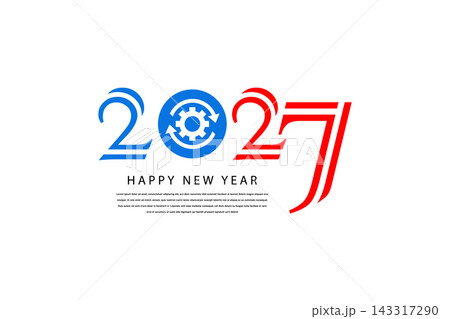 Happy New Year 2027 Minimalist Graphic With Gear Icon Representing Innovation Progress And Celebration Happy New Year 2027 Minimalist Graphic With Gear Icon Representing Innovation Progress And Celebration 143317290