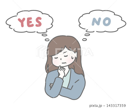 YESかNOかで悩んでいる女性 YESかNOかで悩んでいる女性 143317359