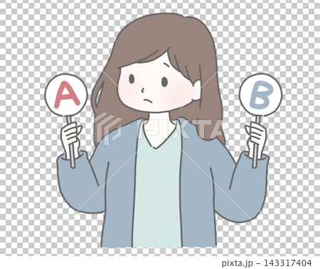 A woman holding a card marked AB is troubled. A woman holding a card marked AB is troubled. 143317404