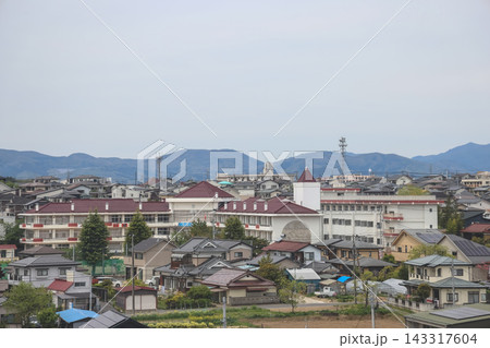 April 30 2026 FUKUSHIMA, JAPAN. Urban skyline and mountains April 30 2026 FUKUSHIMA, JAPAN. Urban skyline and mountains 143317604