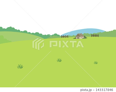 牧場と牧草地の風景イラスト 牧場と牧草地の風景イラスト 143317846