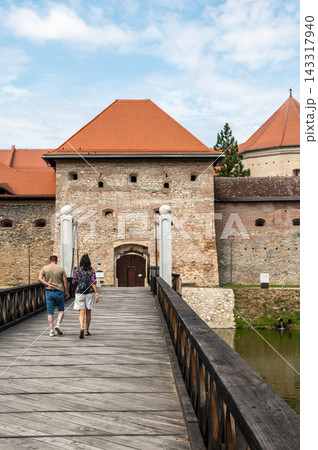 Fagaras Fortress Medieval Castle Bridge Exterior View In Transylvania Romania 143317940