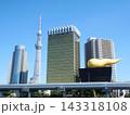隅田川テラスから見るスカイツリーと金色のオブジェ｜浅草 143318108