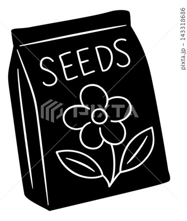 Seed Packet with Flower Black Illustration Seed Packet with Flower Black Illustration 143318686