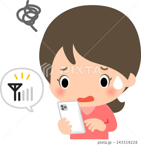 スマートフォンの電波状況が悪くて困っている女性 スマートフォンの電波状況が悪くて困っている女性 143319228