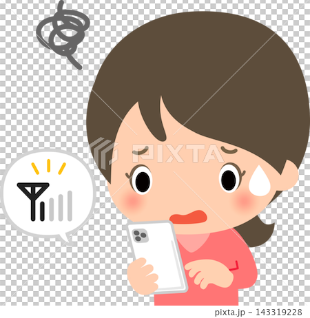 スマートフォンの電波状況が悪くて困っている女性 スマートフォンの電波状況が悪くて困っている女性 143319228