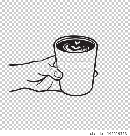 Hand Holding Coffee Cup Latte Art Hand Holding Coffee Cup Latte Art 143319558