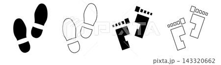 Footprint icon set, barefoot trace, shoe prints Footprint icon set, barefoot trace, shoe prints 143320662