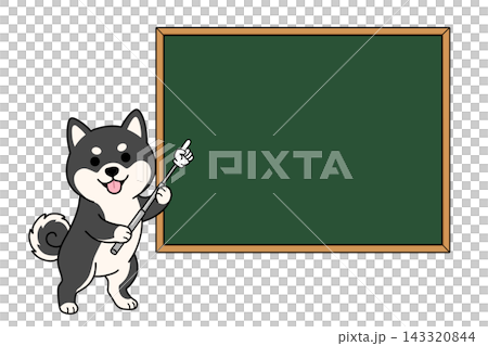 Illustration of a black Shiba Inu pointing at a blackboard with a pointer stick (copy space) Illustration of a black Shiba Inu pointing at a blackboard with a pointer stick (copy space) 143320844