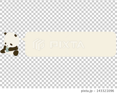 A panda drinking tea. (With speech bubble) 143321096
