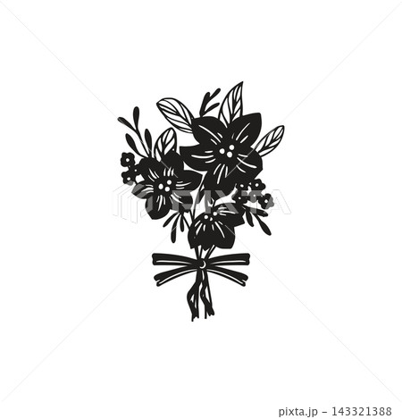 Black beautiful flowers silhouette. 143321388