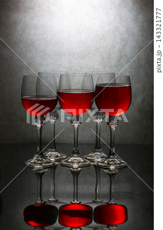 Still life with glass objects on a black and white background 143321777