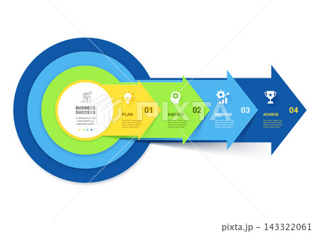 Modern arrow infographic diagram background for clean business presentation 143322061