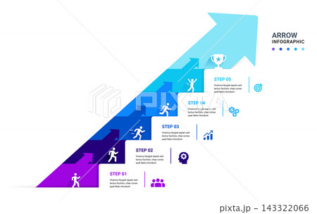Infographic Staircase Step Business Growth timeline Step Arrow Process and Concepts for Success Diagram Background Infographic Staircase Step Business Growth timeline Step Arrow Process and Concepts for Success Diagram Background 143322066