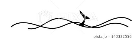 Whale tail in sea waves icon Whale tail in sea waves icon 143322556