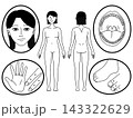 顔と体メインのコミュニケーションボード女性白黒 143322629