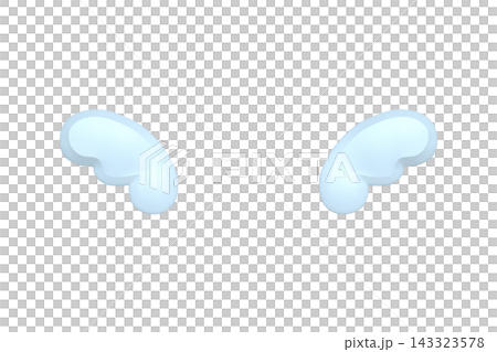 白背景のふわふわ水色の天使の羽の3Dイラスト 143323578