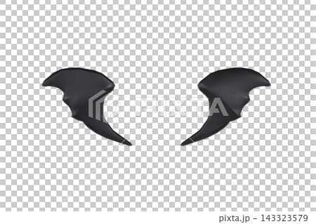 A cool 3D illustration of black devil wings on a white background. A cool 3D illustration of black devil wings on a white background. 143323579