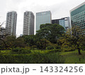 浜離宮恩賜庭園の緑と汐留の高層ビル群 143324256