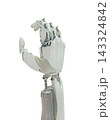 Articulated robotic hand mechanism closeup on white background 143324842
