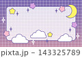 月と星と雲のかわいい夜空フレーム背景素材-16:9 143325789