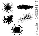 Set of black ink splashes and splatter elements created in a bold flat artistic style 143326147
