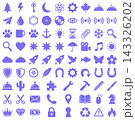 Set of blue flat vector interface icons for web and mobile design with solid style 143326202