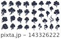 Set of cartoon smoke puff and steam cloud icons for motion design and graphic projects 143326222