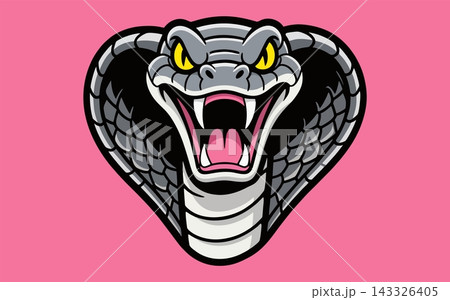 Fierce Grey Cobra Snake Mascot Graphic Illustration Fierce Grey Cobra Snake Mascot Graphic Illustration 143326405