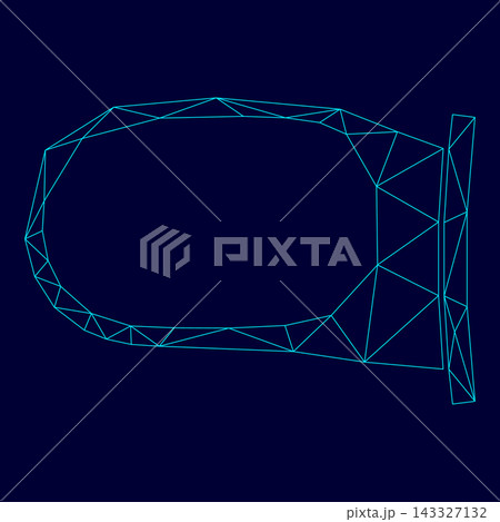 Back side mirror low poly triangulation triangulated polygonal electric cyan blue vibrant aqua neon color vector illustration image outline contour line 143327132