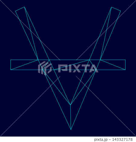 Bull sumbol low poly triangulation triangulated polygonal electric cyan blue vibrant aqua neon color vector illustration image outline contour line 143327178